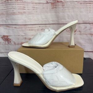 Women Stiletto Clear Heels Square Open Toe Transparent Mules Slip On - Size 8